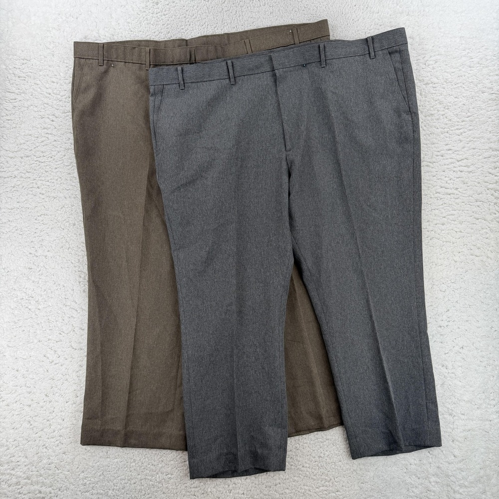 VINTAGE Levis Action Slacks Pants Mens 52x27 Gray Brown Microfiber Dress 2 Pair